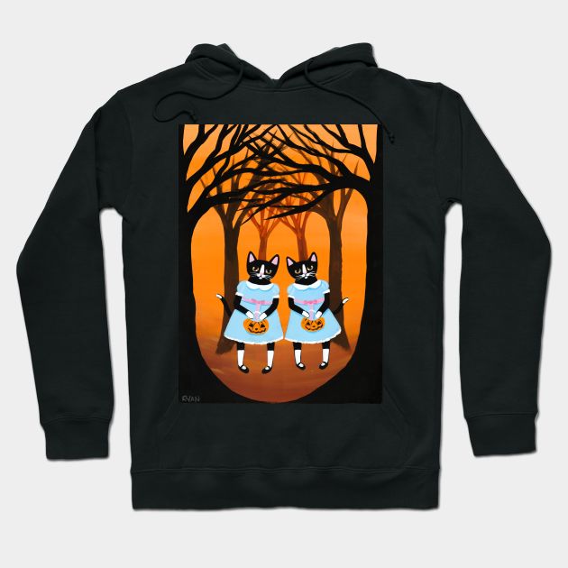 The Halloween Twins Hoodie by KilkennyCat Art